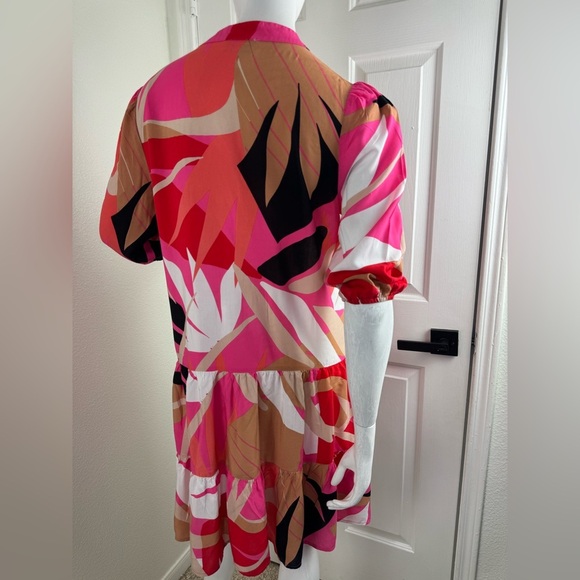 SCAPA LAUREN PERRE Vibrant Pink and Red Patterned Dress Size S. - Picture 11 of 13